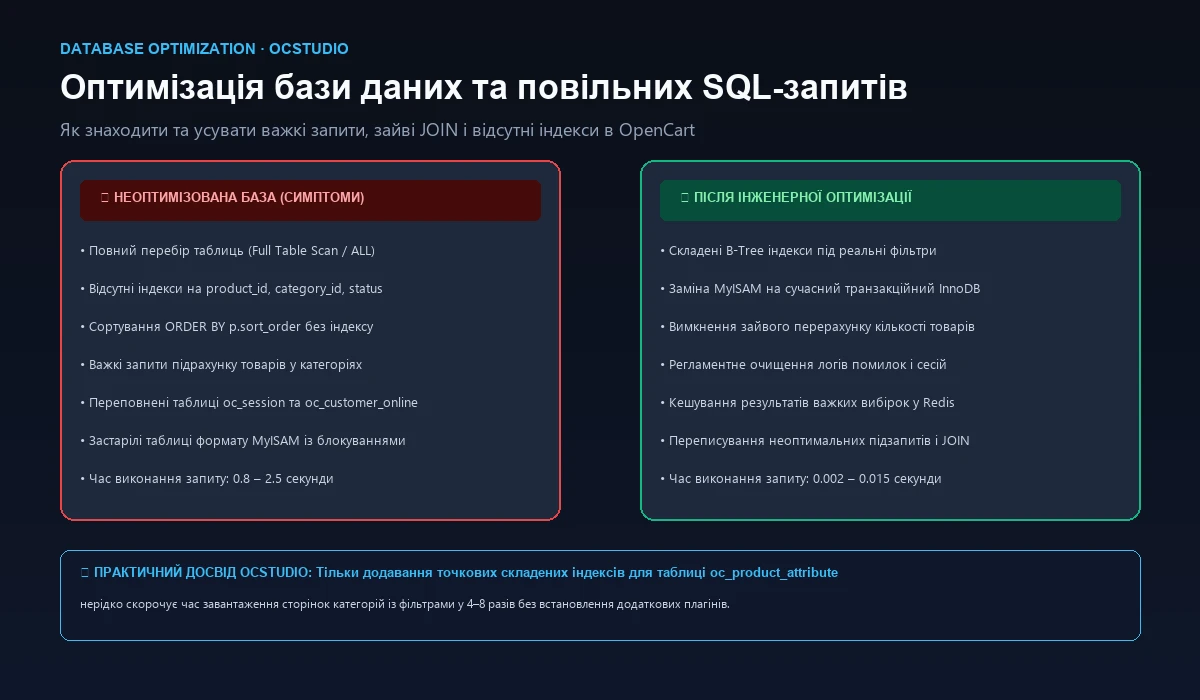 Оптимизация базы данных и медленных SQL-запросов в OpenCart