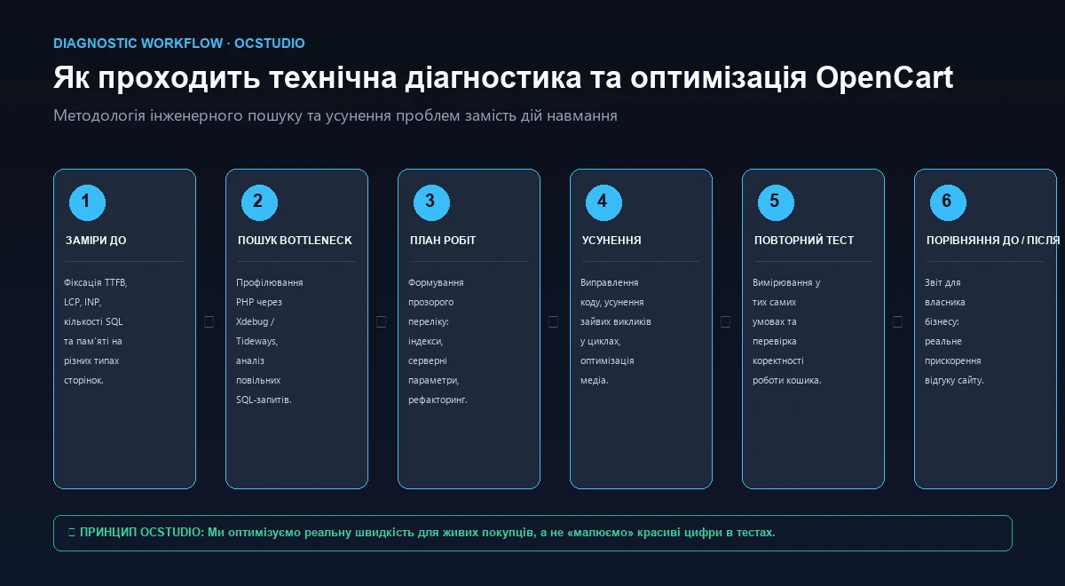 Этапы технической диагностики и оптимизации скорости OpenCart