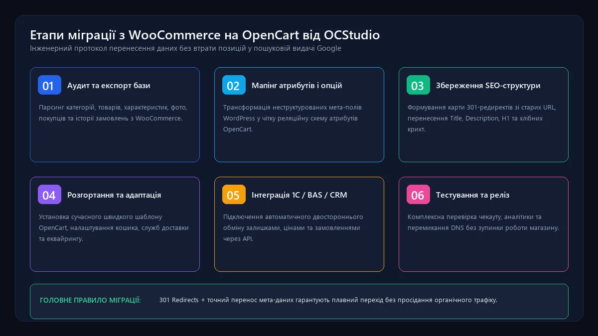 Покроковий регламент міграції інтернет-магазину з WooCommerce на OpenCart від OCStudio