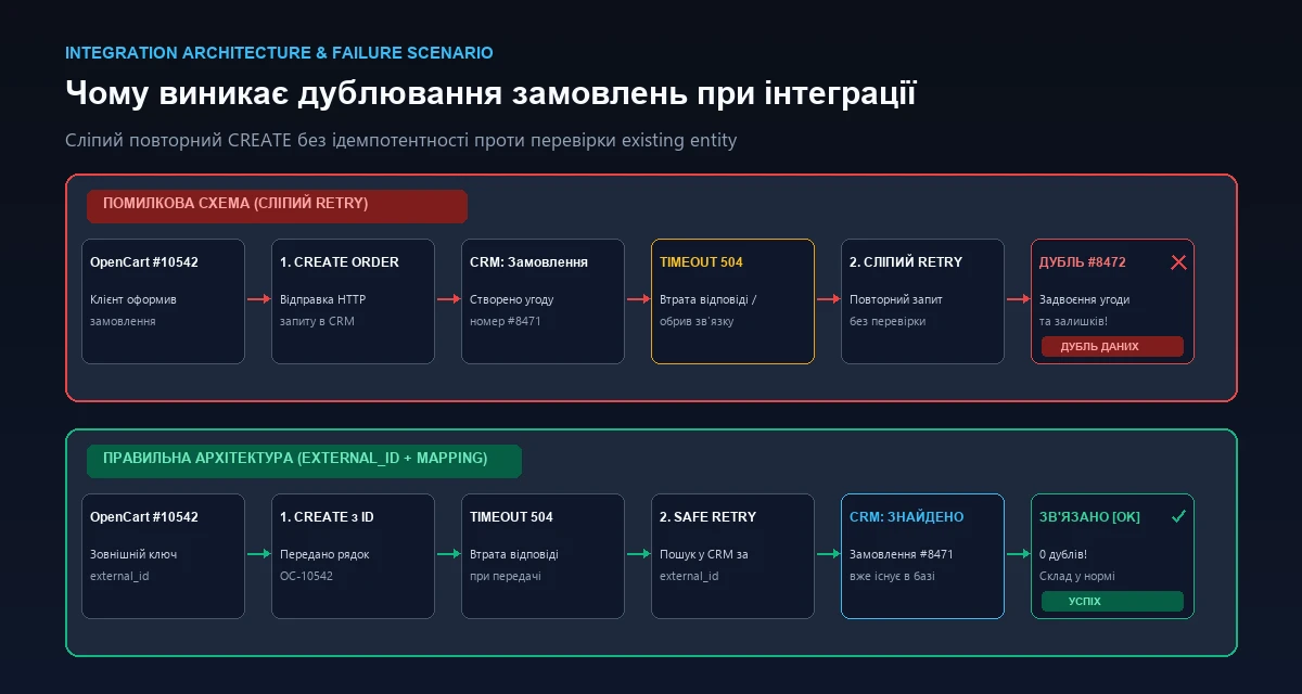Причина дублирования заказов при интеграции OpenCart и CRM