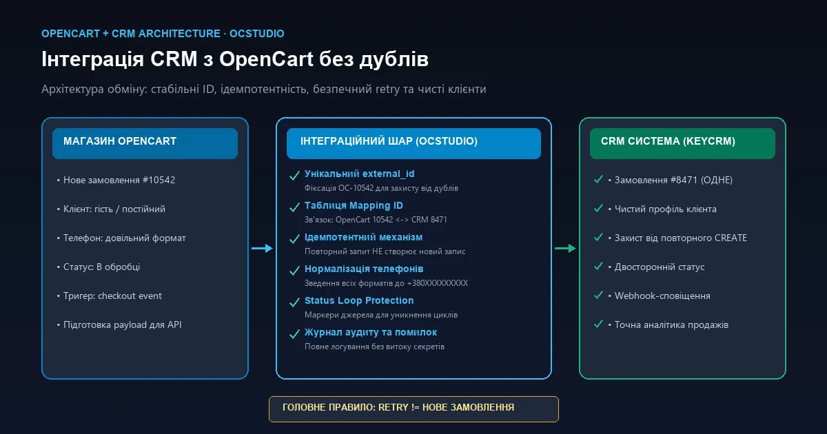 Интеграция CRM с OpenCart без дублирования заказов