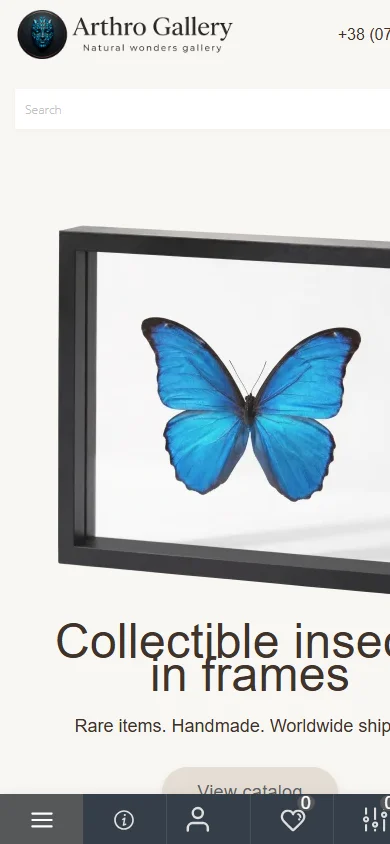 ArthroGallery — міжнародна авторська галерея ентомологічного біо-арту та картин Mobile UI