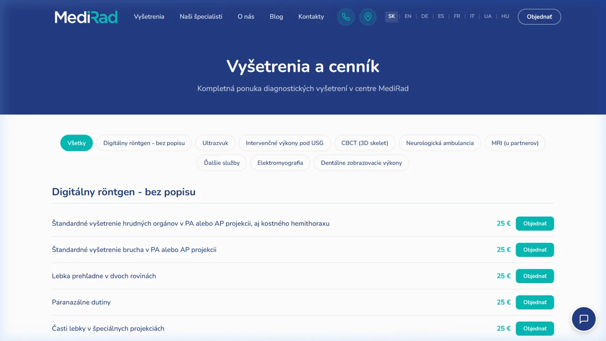 Каталог обследований MediRad